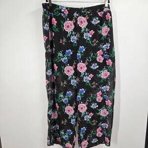 NEW Torrid 3X Black Floral Chiffon Pants Semi-Sheer Flowy Pull On Summer